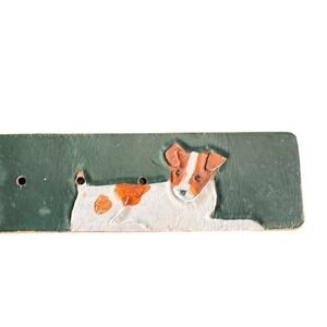 Diane Weiss Art Wear Jack Russell Terrier Dog Belt Green‎ Leather Brass Buckle